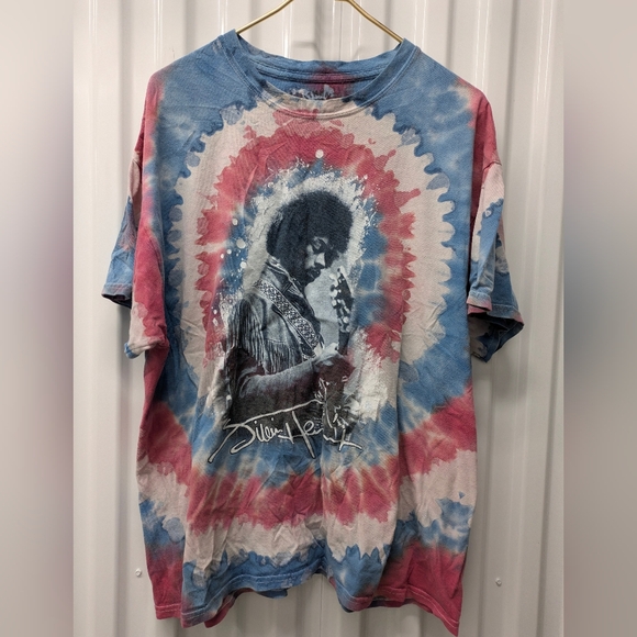 Authentic Hendrix Tie-Dye Graphic Tee - Blue and Red - Picture 2 of 5